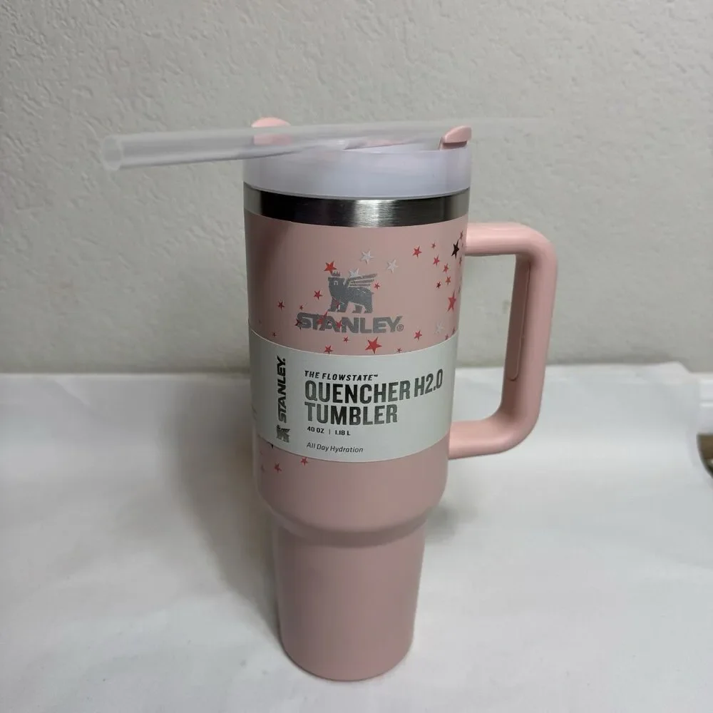 Stanley The Clean Slate Quencher H2.0 Flowstate Tumbler Bloom 40 OZ Pink Stars - Picture 2 of 8